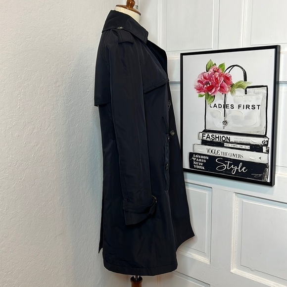 Club Monaco Black Lamae Trench Coat Size S - Picture 3 of 8